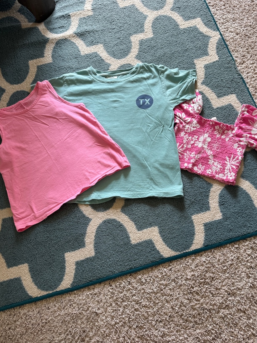 Crewcuts, Comfort Colors, And Roxy Pink & Teal Girls Short Sleeve Summer Trio